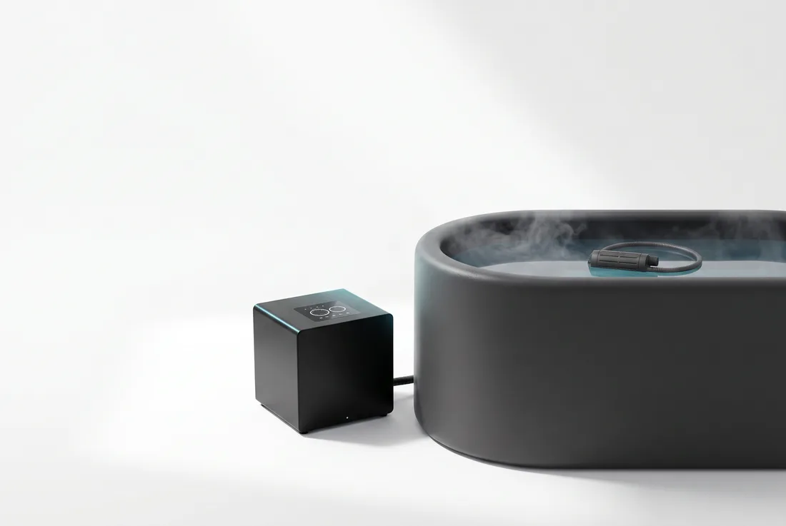 Chiller beside a plunge tub