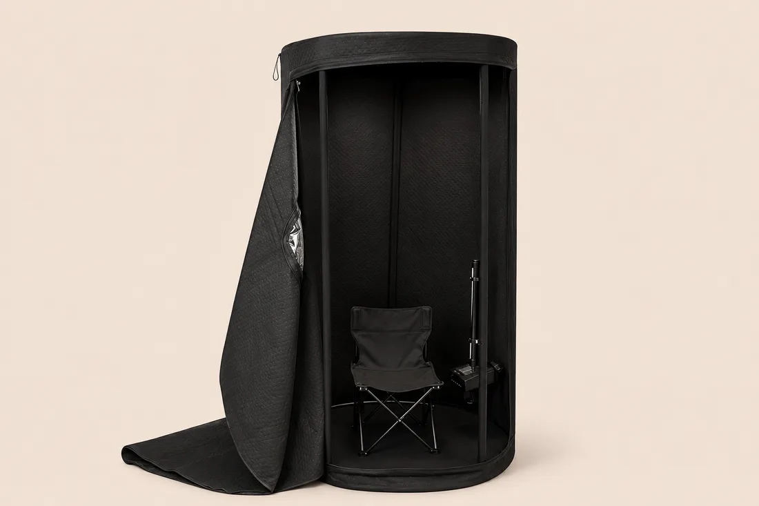 Inside the portable sauna